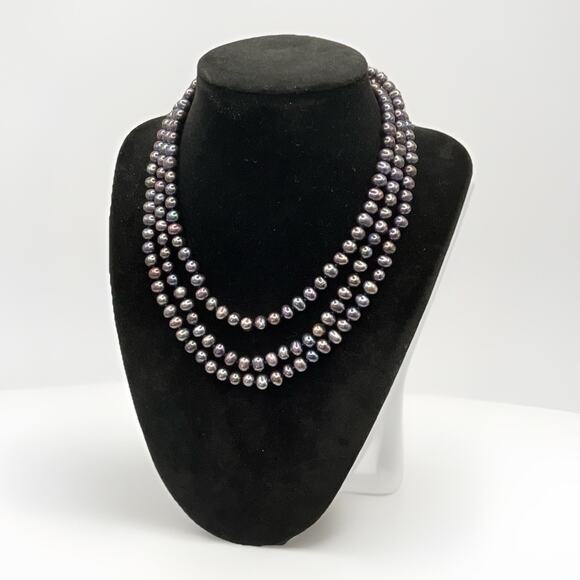 Peacock Baroque Freshwater Pearl Necklace 48in • Endless Rope • 5–6mm Beads - Picture 1 of 6